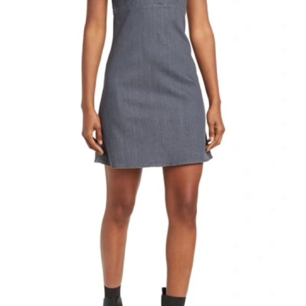 Rag & Bone Women's Paula Denim Empire Dress In Grey Size Large Mini Dress $258